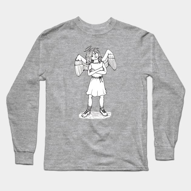 Sweet and Snarky Little Guardian Angel Long Sleeve T-Shirt by MarinaIllustration